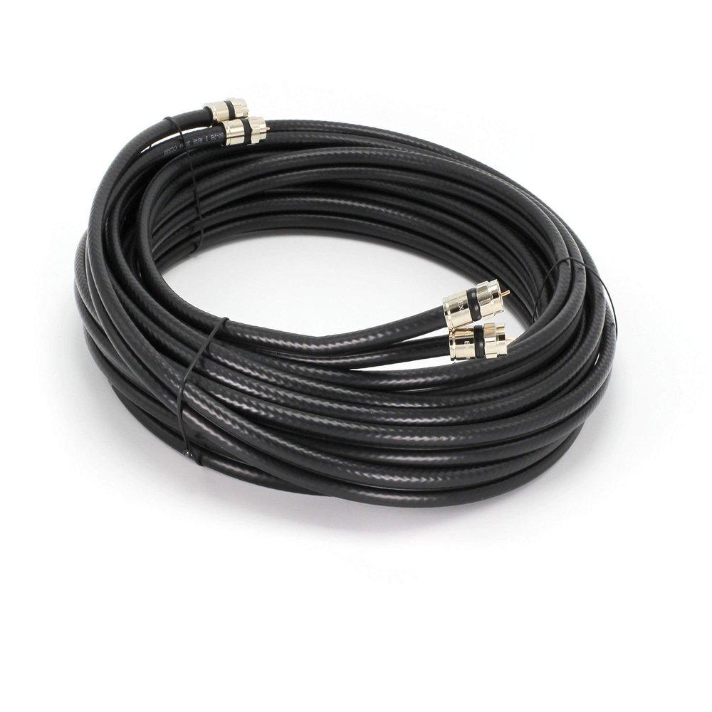 THE CIMPLE CO 200 FT Dual RG6 Coax Twin Coaxial Cable (Siamese Cable) 18AWG Satellite, Antenna, & CATV with Weather Proof Compression Connectors, Black