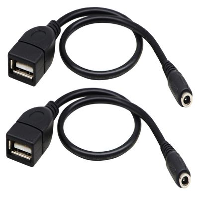 zdyCGTime USB 2.0 AFemale to DC 3.5x1.35mm Female Adapter Cable 5 Volt DC Barrel Power Jack Charging Cable for Tablet, Electronic Dog, Access Control Attendance (28CM/11inch F/F, DC 3.5x1.35mm-2packs)