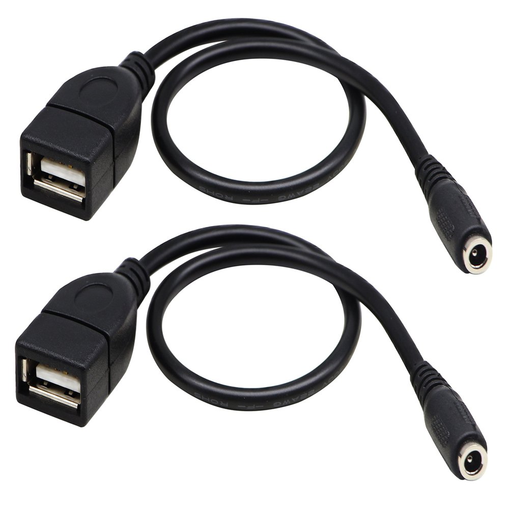 zdyCGTime USB 2.0 AFemale to DC 3.5x1.35mm Female Adapter Cable 5 Volt DC Barrel Power Jack Charging Cable for Tablet, Electronic Dog, Access Control Attendance (28CM/11inch F/F, DC 3.5x1.35mm-2packs)