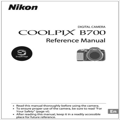 COOLPIX B700 Digital Camera User's Instructions Manual Booklet