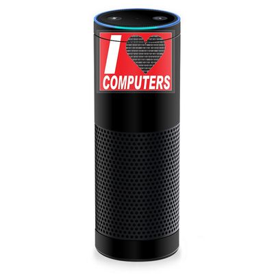 MightySkins Skin Compatible with Amazon Echo - Love Computers | Protective, Durable, and Unique Vinyl Decal Wrap Cover | Easy to Apply, Remove, and Change Styles | Made in The USA