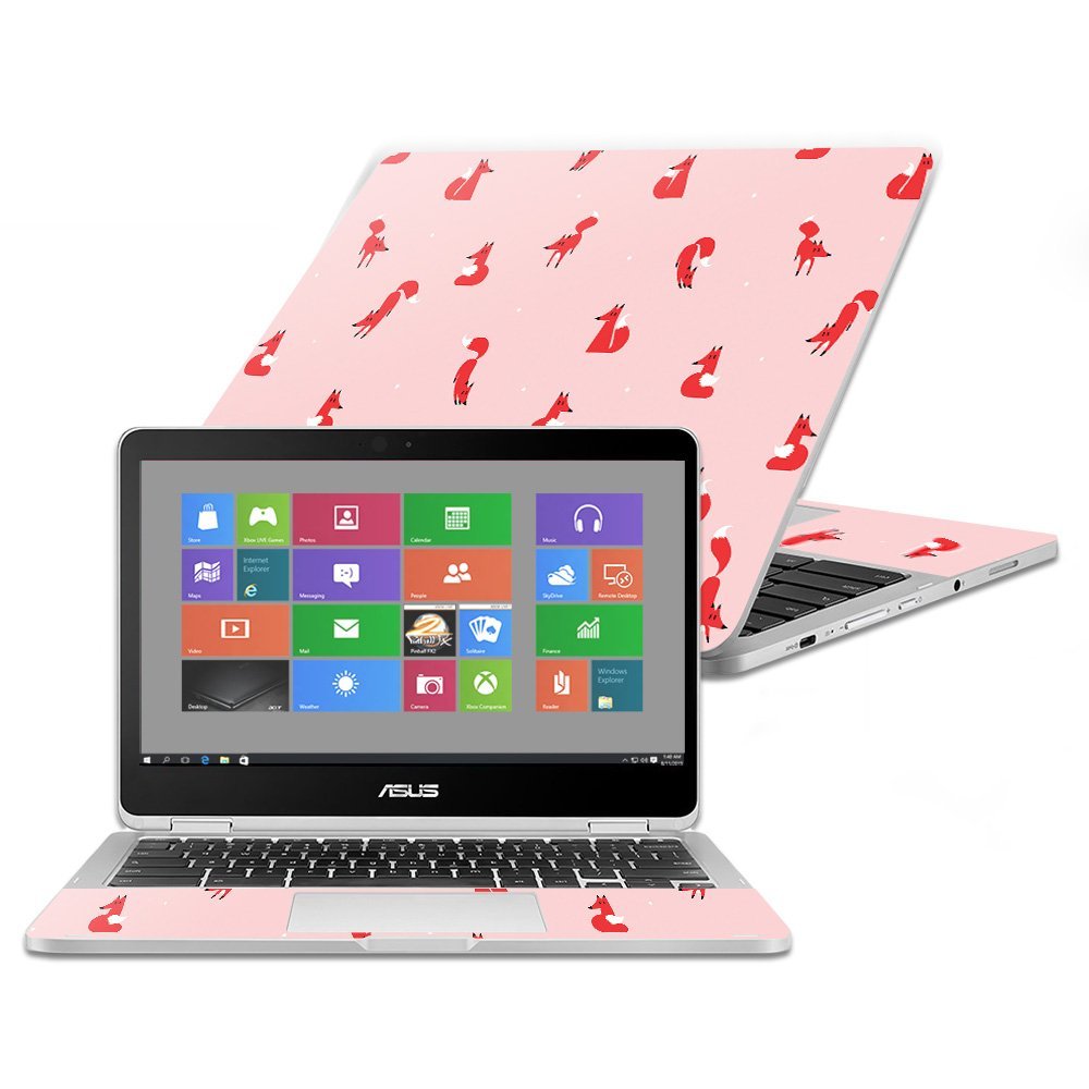 MightySkins Skin Compatible with Asus Chromebook Flip C302CA 12.5" (2016) - Winter Fox Pattern | Protective, Durable, and Unique Vinyl Decal wrap Cover | Easy to Apply, Remove | Made in The USA