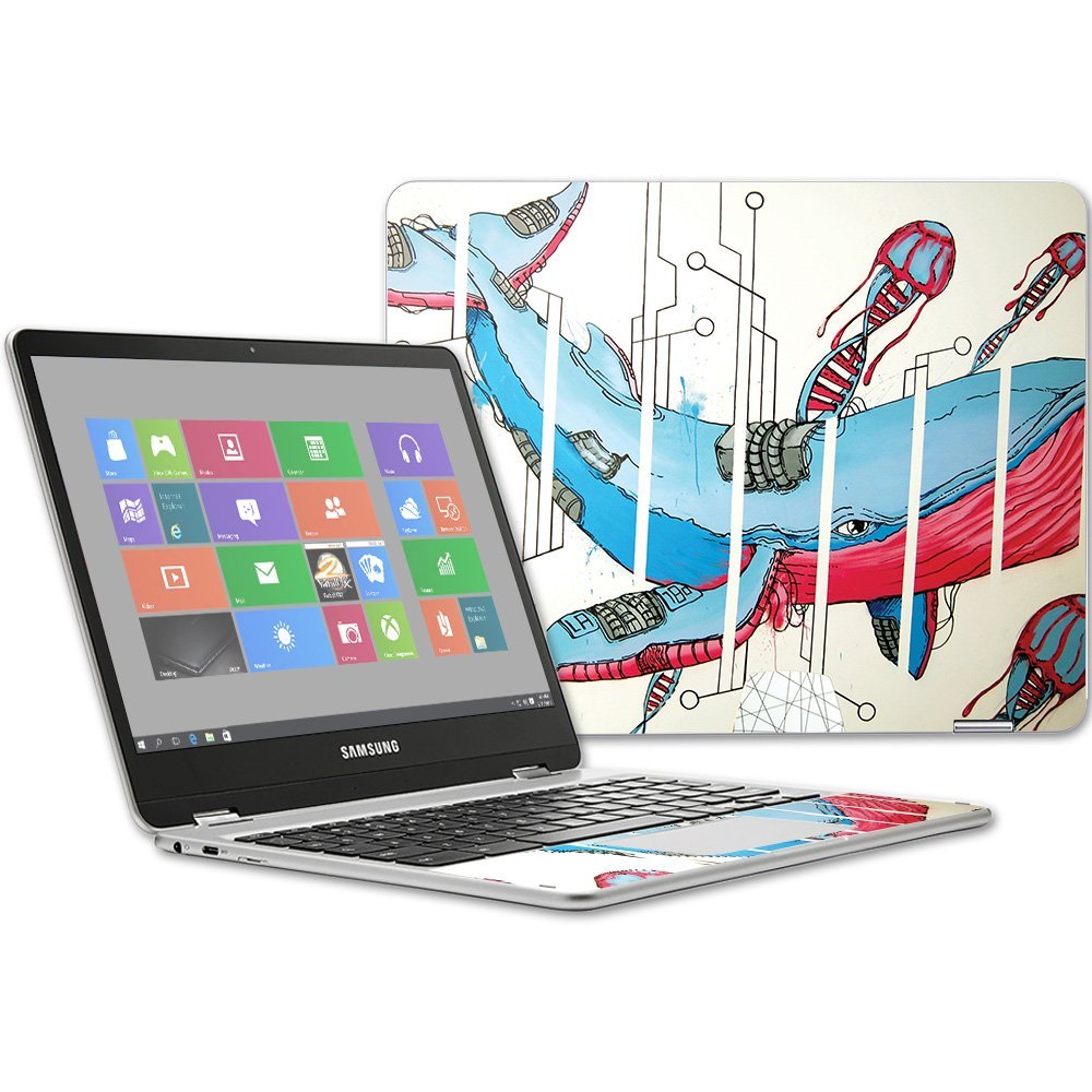 MightySkins Skin Compatible with Samsung Chromebook Plus 12.3"(2017 - Robo Whale | Protective, Durable, and Unique Vinyl Decal wrap Cover | Easy to Apply, Remove, and Change Styles | Made in The USA