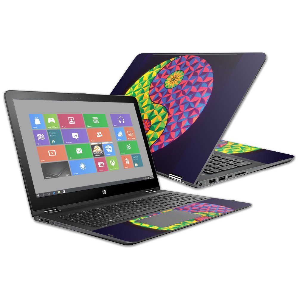 MightySkins Skin Compatible with HP Envy x360 15z 15" (2016) - Neon Yin Yang | Protective, Durable, and Unique Vinyl Decal wrap Cover | Easy to Apply, Remove, and Change Styles | Made in The USA