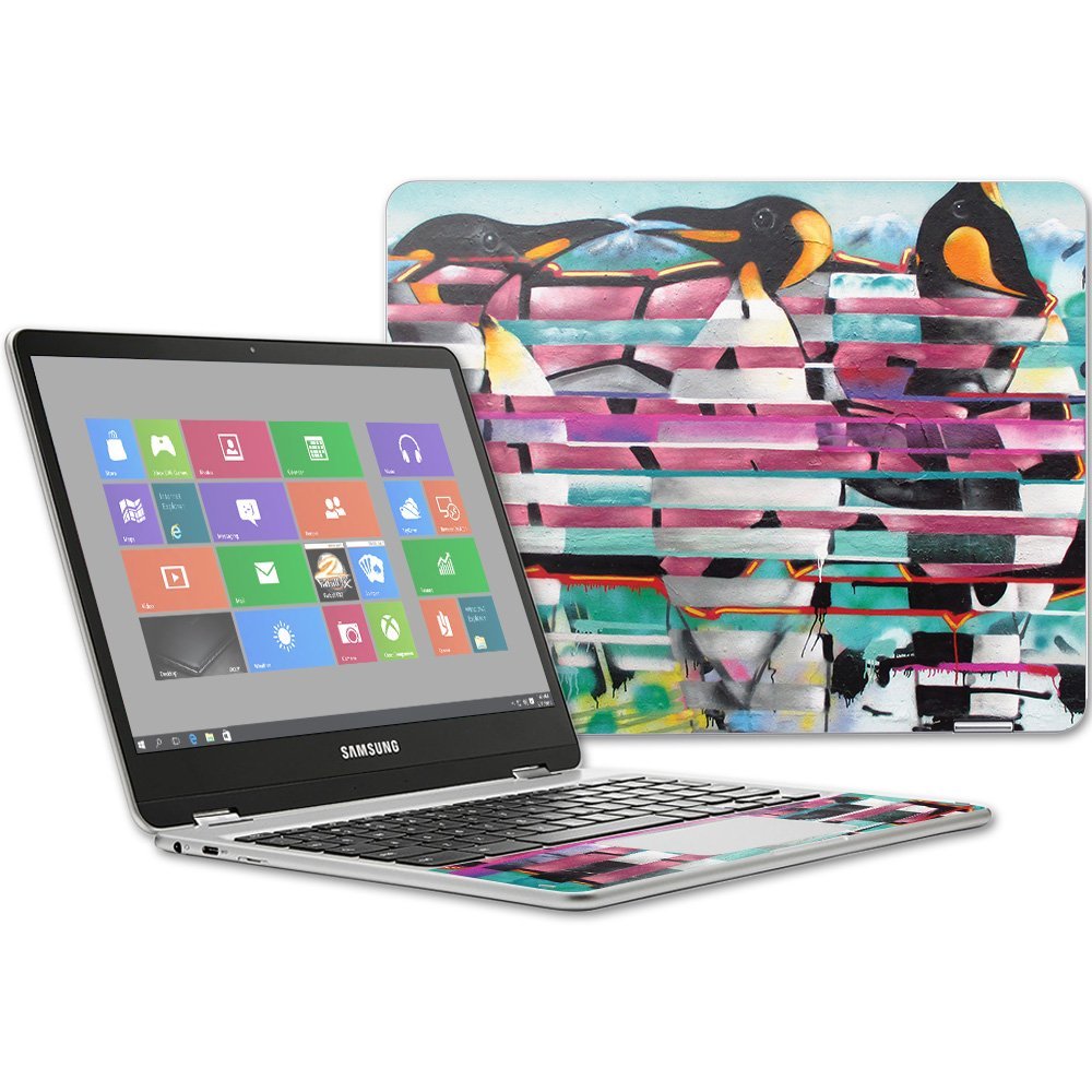 MightySkins Skin Compatible with Samsung Chromebook Plus 12.3"(2017 - Penguin Party | Protective, Durable, and Unique Vinyl wrap Cover | Easy to Apply, Remove, and Change Styles | Made in The USA