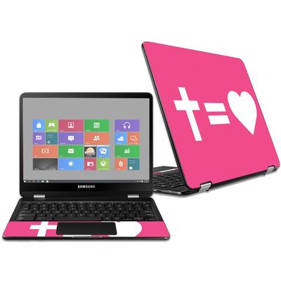 MightySkins Skin Compatible with Samsung Chromebook Pro 12.3" - Cross Equals Love Pink | Protective, Durable, and Unique Vinyl wrap Cover | Easy to Apply, Remove, and Change Styles | Made in The USA