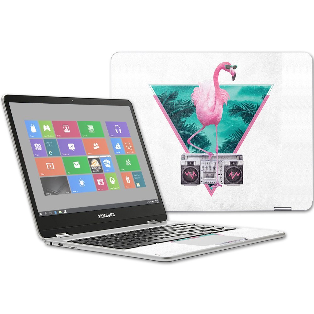 MightySkins Skin Compatible with Samsung Chromebook Plus 12.3"(2017 - Miami Flamingo | Protective, Durable, and Unique Vinyl wrap Cover | Easy to Apply, Remove, and Change Styles | Made in The USA