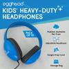 Egghead Heavy-Duty Kids' Headphones with Padded Ear Cups and 6' Cord, Adjustable Tangle-Free Plastic Classroom Headphones for Kids, Pack of 10, Blue view 3