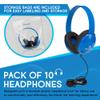 Egghead Heavy-Duty Kids' Headphones with Padded Ear Cups and 6' Cord, Adjustable Tangle-Free Plastic Classroom Headphones for Kids, Pack of 10, Blue view 4