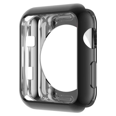 HANKN for Apple Watch Series 3 2 1 38mm Case, Soft TPU Plated Shockproof Lightweight Shiny Scratch Resistant Cover Iwatch Bumper [No Front Screen Protector] (38mm, Black)