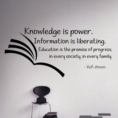 Knowledge is Power Wall Decal Vinyl Sticker Education Motivational Quotes Classroom Wall Art 9(nwg)
