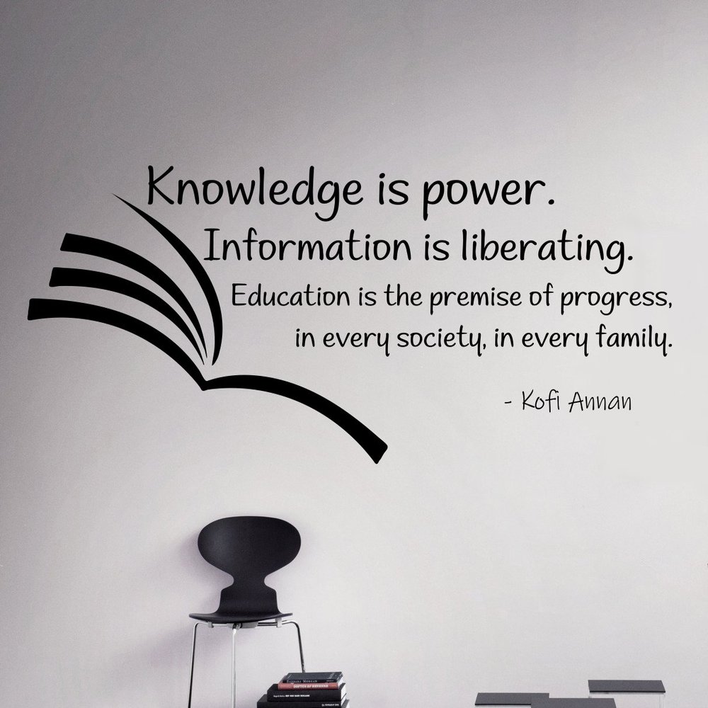 Knowledge is Power Wall Decal Vinyl Sticker Education Motivational Quotes Classroom Wall Art 9(nwg)