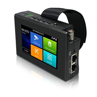 IP CCTV Tester 5 in 1 Support Upt to 4K IP Camera & 720P/1080P/3mp/4mp/5 Megapixel AHD, TVI, CVI & CVBS Analog Camera, Security Video Monitor with 4" Touch Screen, POE Out, WiFi Test, PTZ Test