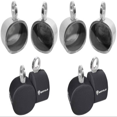 Rockville (4) MAC69S 6x9 Silver Aluminum Wakeboard Tower Speaker Pods+Covers