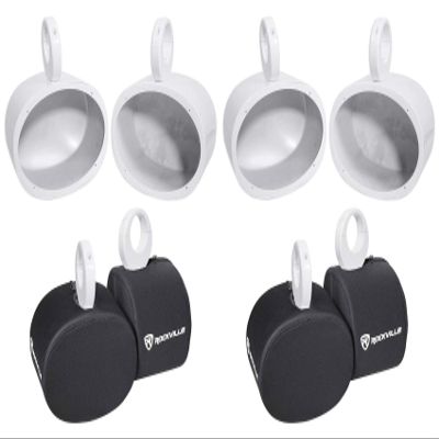 Rockville (4) MAC69W 6x9 White Aluminum Wakeboard Tower Speaker Pods+Covers