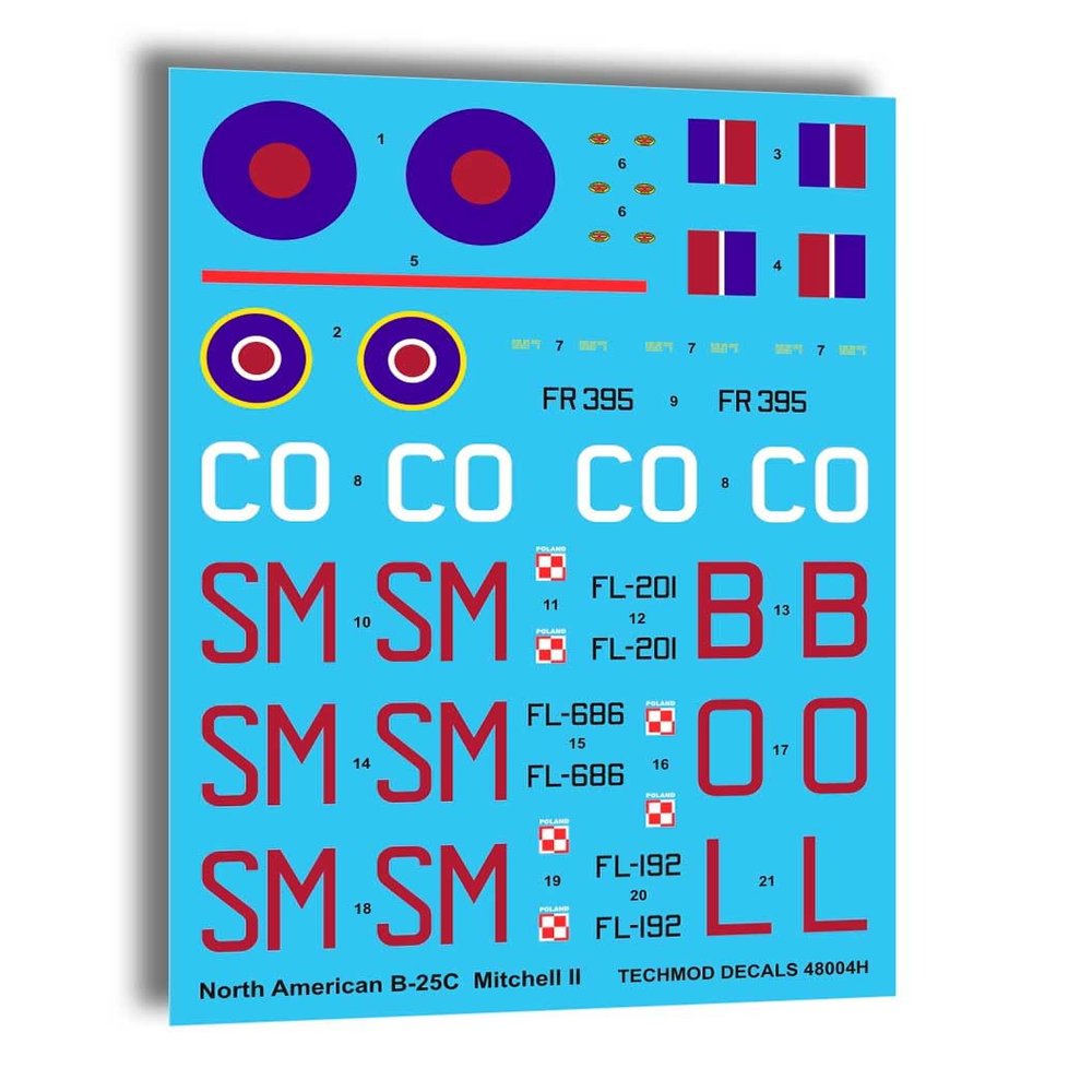 Techmod 48004 1/48 North American B-25C Mitchell II Polish Bahama Wet Decal WWII