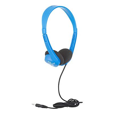 Egghead Heavy-Duty Kids' Stereo Headphones with Ear Cushions and 4'3" Cord, Adjustable Tangle-Free Over-Ear Stereo School Headphones, Pack of 20, Blue