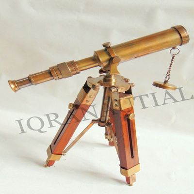 Humaira Nauticals Nautical 10" Full Brass Antique Finish Telescope with tripod stand