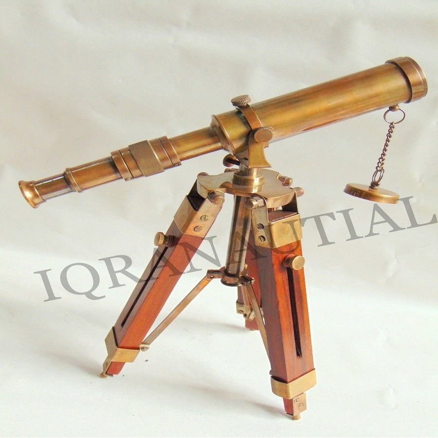 Humaira Nauticals Nautical 10" Full Brass Antique Finish Telescope with tripod stand