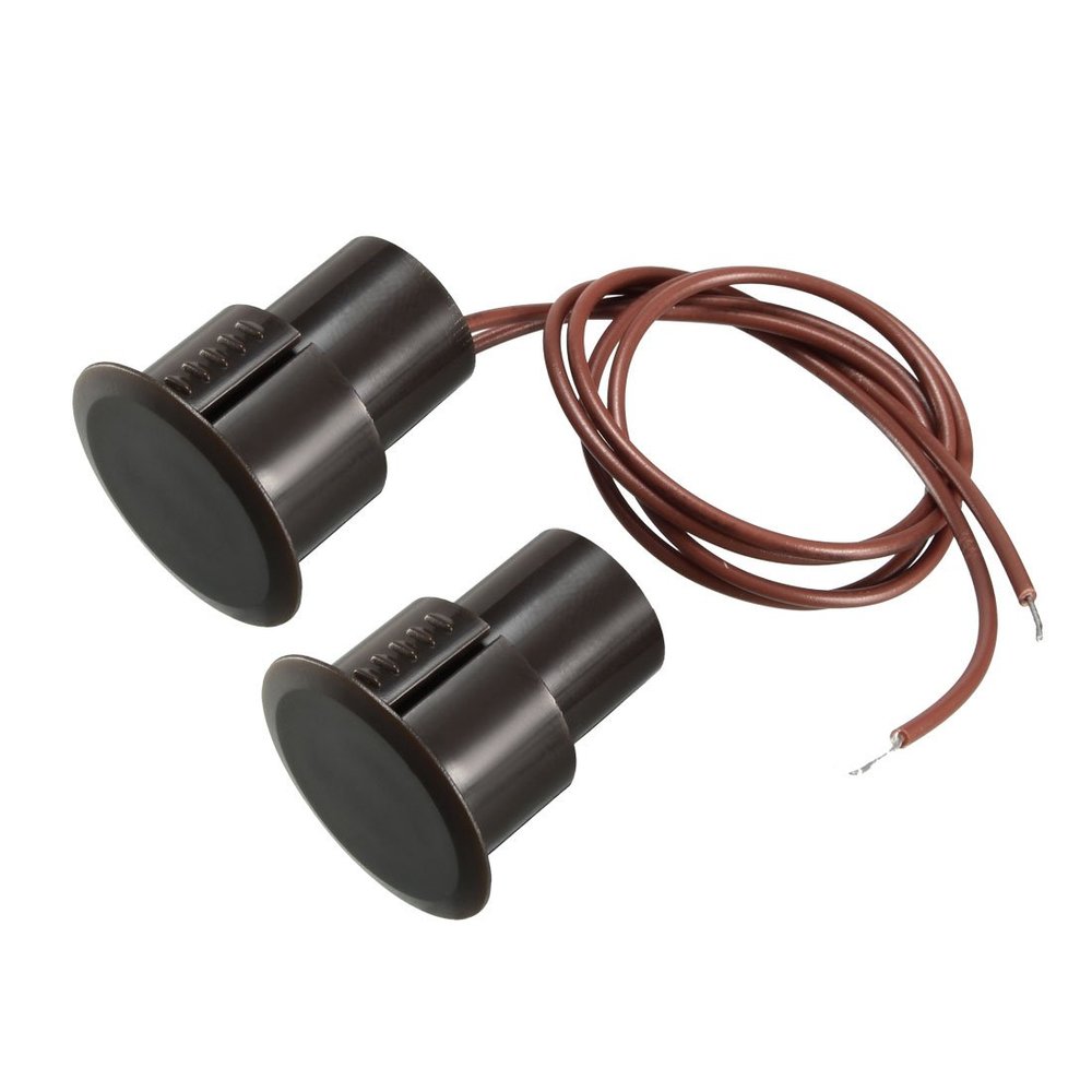uxcell N.C. Recessed Wired Security Window Door Contact Sensor Alarm Magnetic Reed Switch Brown RC-36