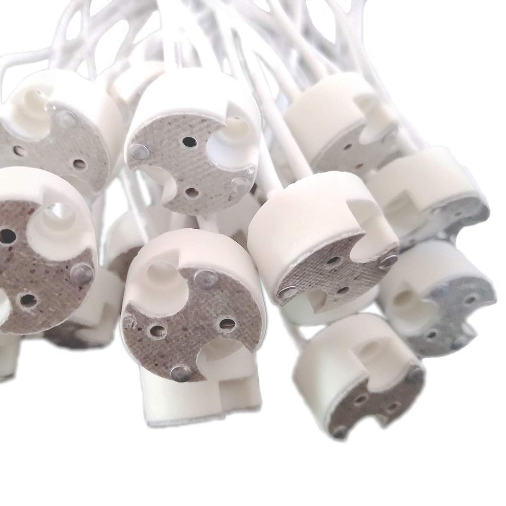 Speller 20 pcs G8 Base Porcelain Halogen Socket G8 LED Light Bulb Ceramic Socket with 6" Leads Wire Connector for Retrofit Halogen Light Bulb