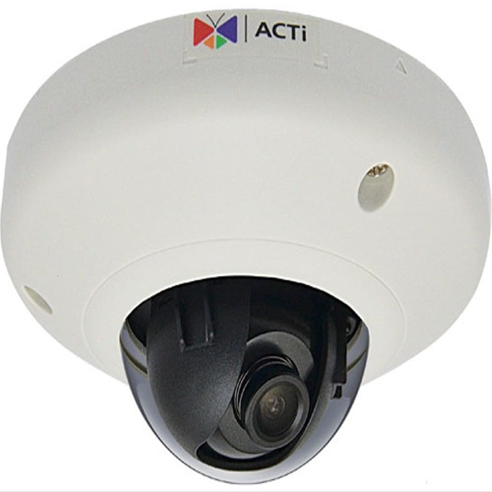ACTi E96 5MP Indoor Mini Fisheye Dome with Basic WDR, Fixed Lens, f1.19mm/F2.0 (HOV:189.7 (Overview Area), 115.7 (High Detail Area)), H.264, DNR, MicroSDHC/MicroSDXC, PoE, IK08