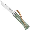 Opinel Colorama No.06 Folding Pocket Knife, Painted Wood Handles, Leather Lanyard (Sage) view 1