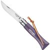Opinel Colorama No.06 Folding Pocket Knife, Painted Wood Handles, Leather Lanyard (Purple Grey) view 1