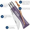 Opinel Colorama No.06 Folding Pocket Knife, Painted Wood Handles, Leather Lanyard (Purple Grey) view 3