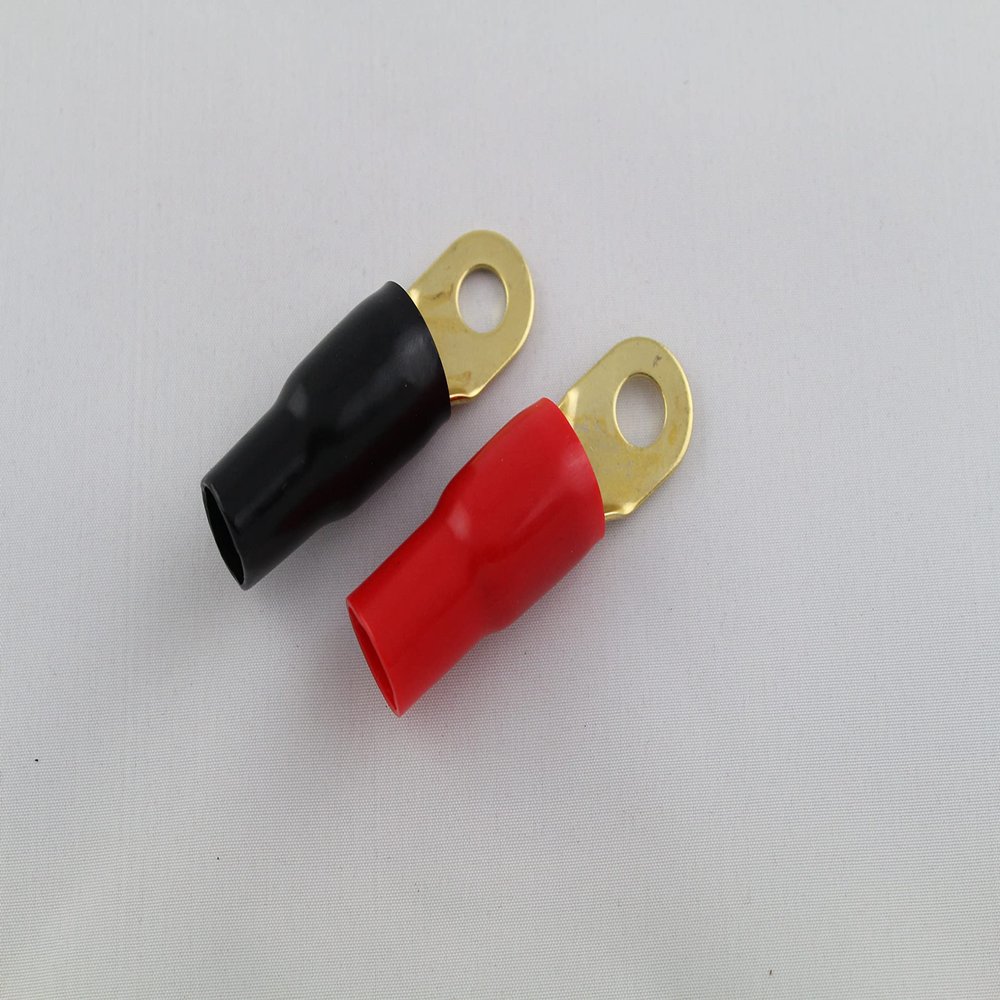 10 Pack 100 PCS 8 Gauge Gold Crimp Car Audio Ring Terminal Connector Red Boot 5/16