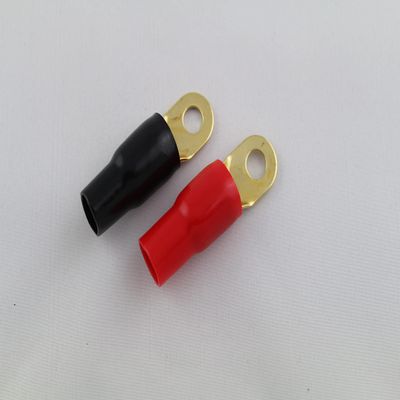 10 Pack 20 PCS 4 Gauge Gold Crimp Car Audio Ring Terminal Connector Red & Black Boot 5/16