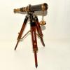 Humaira Nauticals Vintage Navy Marine Brass Telescope with Wooden Tripod Stand A455 A view 1
