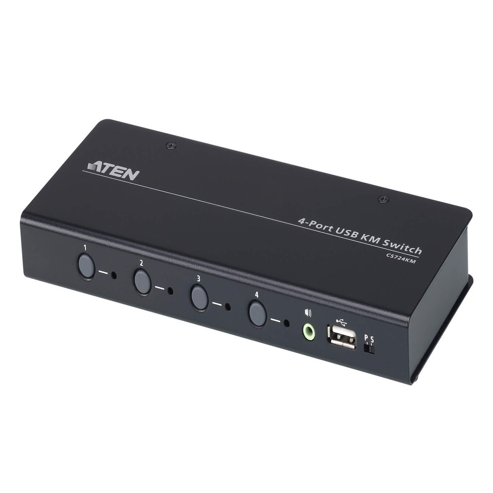 Aten 4 Port USB KVM Switch 4-Port USB KM Switch, Black, CS724KM-AT (4-Port USB KM Switch, Black)