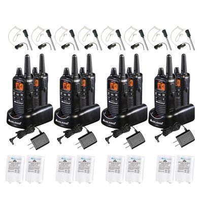 Midland LXT600BBX4 FRS Business Walkie Talkies - Long Range 36-Channel Two-Way Radios with Headsets and Charging Base, NOAA Weather Alerts (8-Pack, Black)