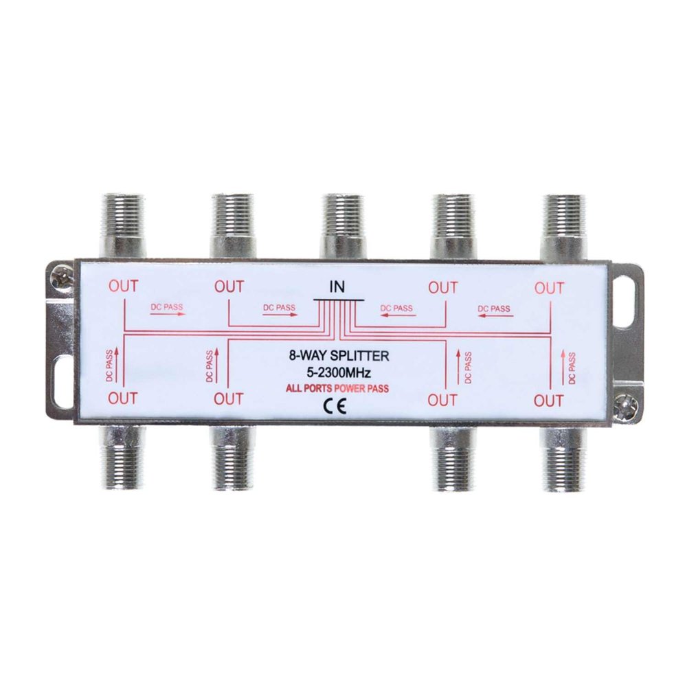 Cables Direct Online 8 Way Bi-Directional 5-2300 MHz Indoor and Outdoor Waterproof Coaxial Antenna Splitter for RG6 RG59 Coax Cable Satellite HDTV (8 Ports)