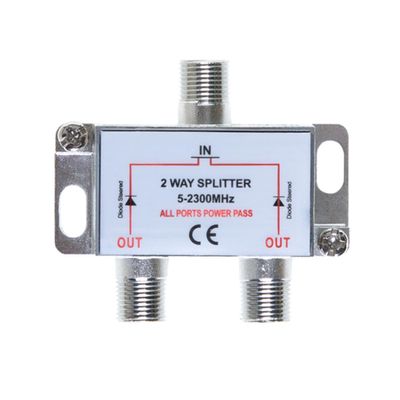 Cables Direct Online 2 Way Bi-Directional 5-2300 MHz Indoor and Outdoor Waterproof Coaxial Antenna Splitter for RG6 RG59 Coax Cable Satellite HDTV (2 Ports)
