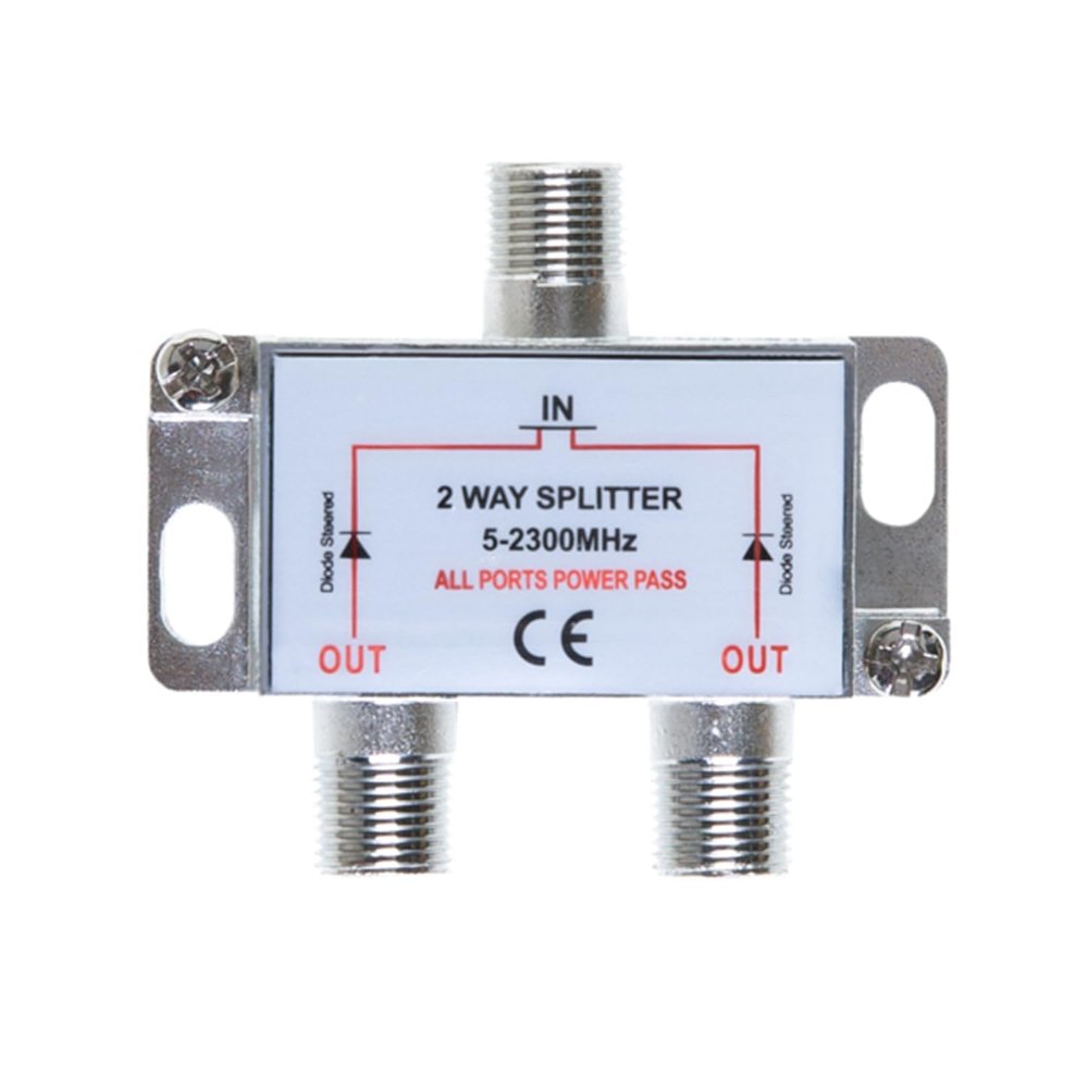 Cables Direct Online 2 Way Bi-Directional 5-2300 MHz Indoor and Outdoor Waterproof Coaxial Antenna Splitter for RG6 RG59 Coax Cable Satellite HDTV (2 Ports)