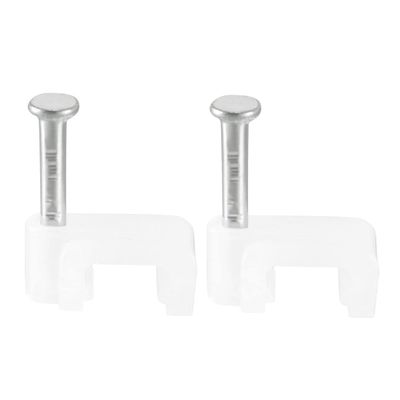 uxcell Flat Cable Clip Nail Coaxial Tacks Wire Clips 6mm White 200pcs