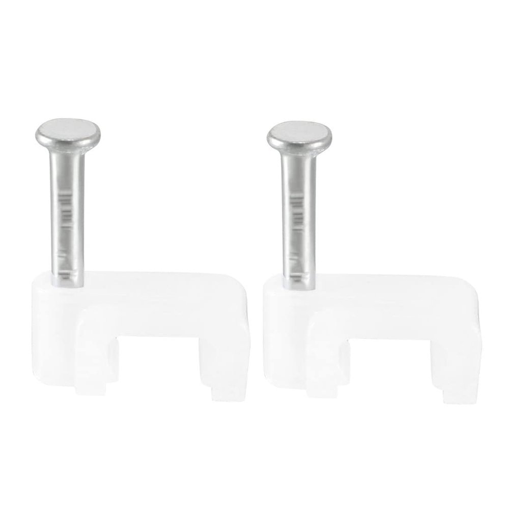 uxcell Flat Cable Clip Nail Coaxial Tacks Wire Clips 6mm White 200pcs