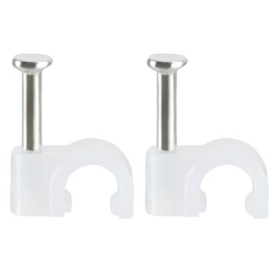 uxcell Circle Cable Clip Nail Coaxial Tacks Wire Clips 12mm White 200pcs