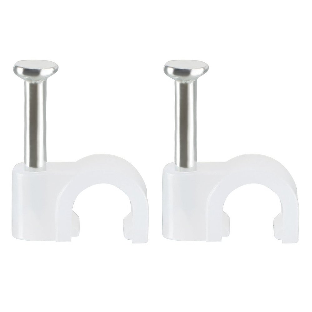 uxcell Circle Cable Clip Nail Coaxial Tacks Wire Clips 12mm White 200pcs