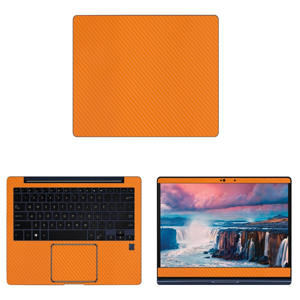 Decalrus - Protective Decal for Asus ZenBook 13 UX331UN (13.3" Screen) Laptop Orange Carbon Fiber Skin case Cover wrap CFasusZenbk13_UX331Orange