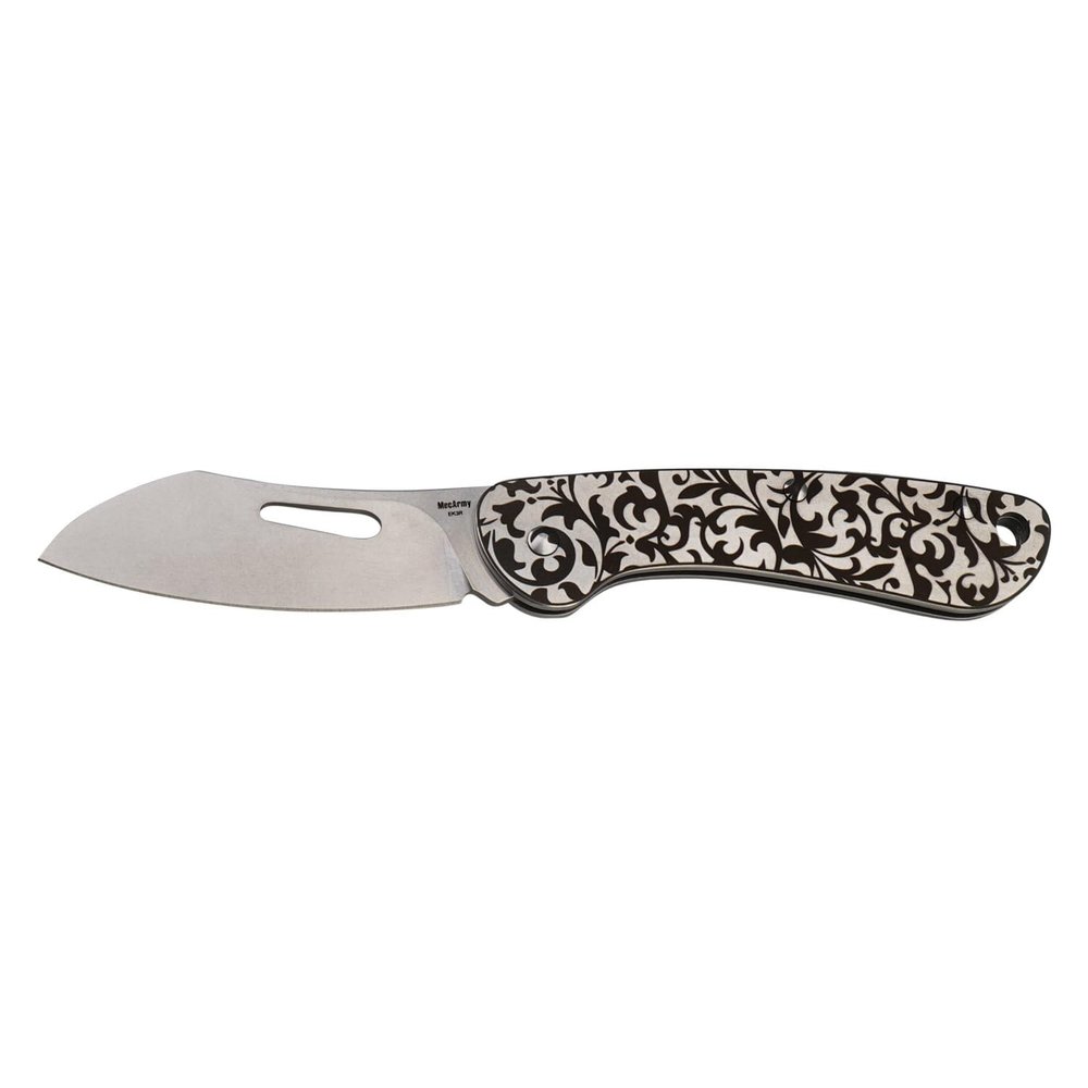 MecArmy Slipjoint Edc Pocket Folding Knife, Swedish ANDVIK 12C27 Steel Blade with Hollowed-out Drop Design & Pocket Clip, Outdoor Portable Utility Knife for Camping Fishing Hunting- Grass Leaf Pattern