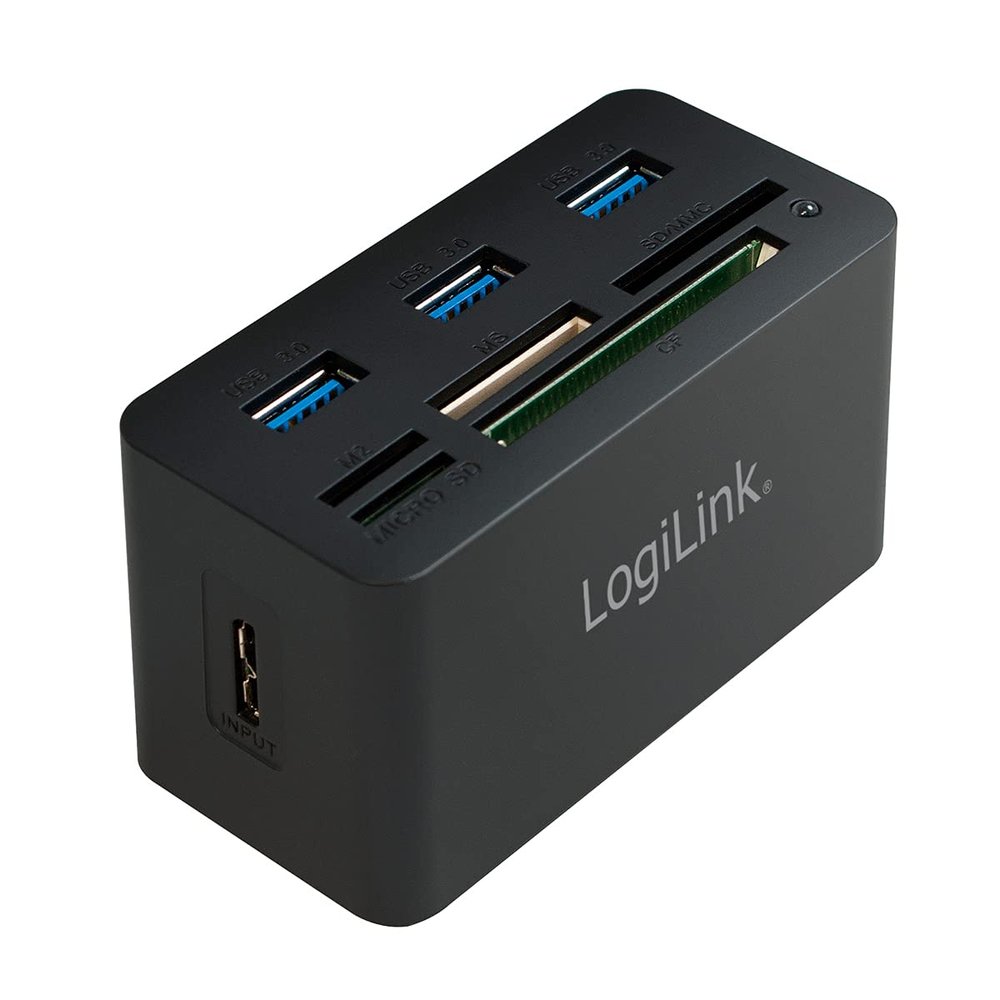 LogiLink Compatible Hub USB 3.0 avec lecteur de Carte All-in-One, Noir