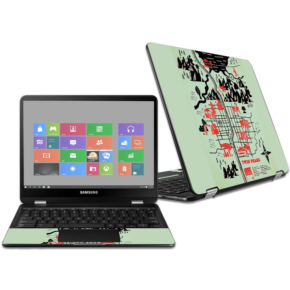 MightySkins Skin Compatible with Samsung Chromebook Pro 12.3" - Twin Peaks Map | Protective, Durable, and Unique Vinyl Decal wrap Cover | Easy to Apply, Remove, and Change Styles | Made in The USA