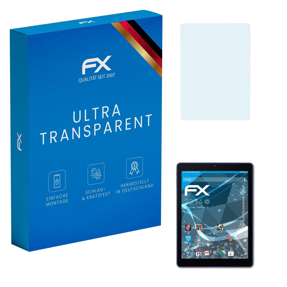 atFoliX Screen Protection Film compatible with Acer Chromebook Tab 10 Screen Protector, ultra-clear FX Protective Film (2X)