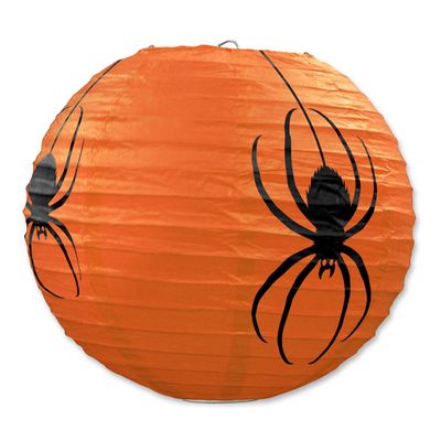 Beistle Club Pack Halloween Spider Print Paper Lanterns, Box of 18