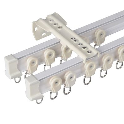 Double Row One Meter Long Bendable Aluminum Metal Alloy Rods Flexible Window Curtain Track White Rail (Side Wall Mount)