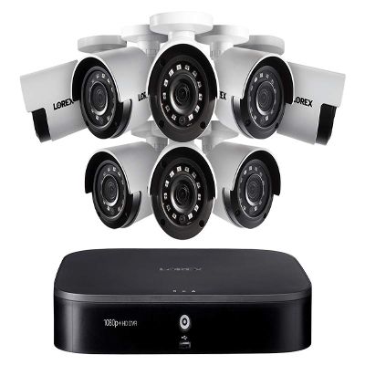 Lorex Weatherproof Indoor/Outdoor Wired Home Surveillance Security System- 8 x 1080p Bullet Cameras w/Night Vision, Ad Motion Detection & Smart Home Voice Compatible (8 Pk) Incl 2TB 16 Channel HD DVR