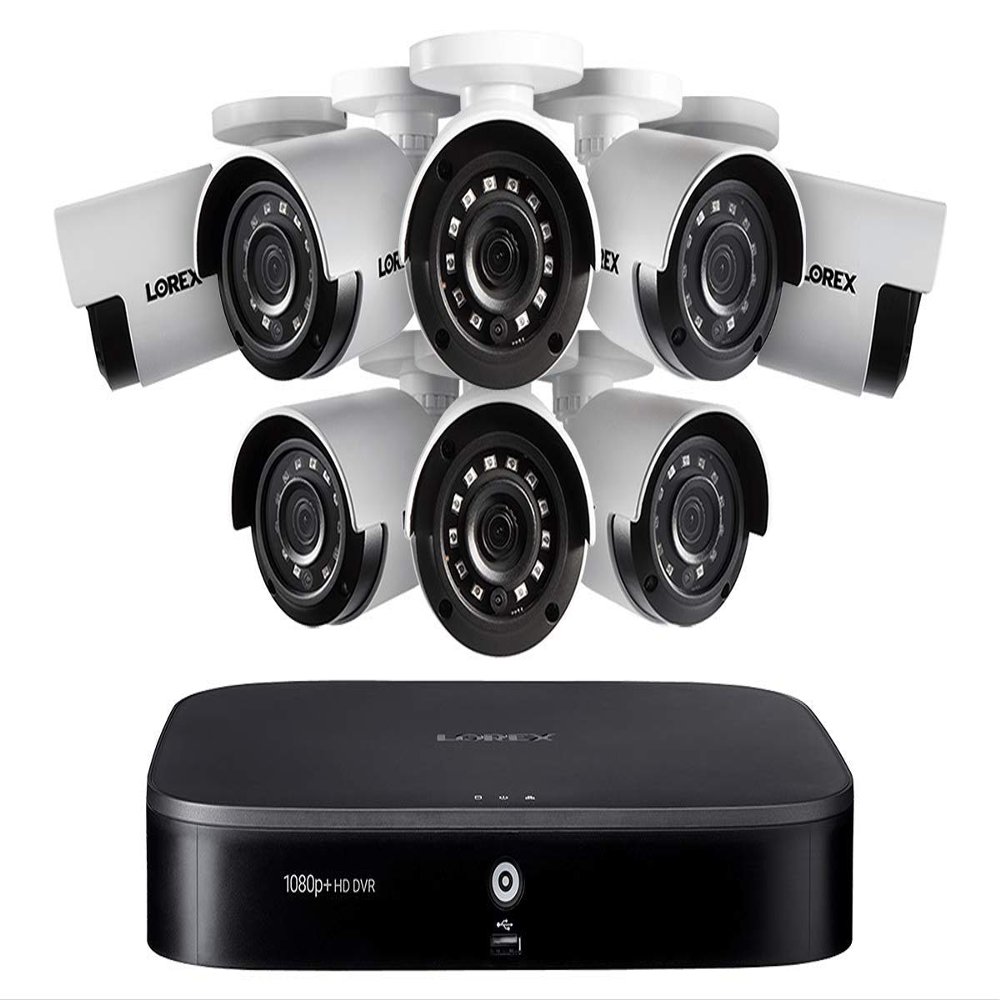 Lorex Weatherproof Indoor/Outdoor Wired Home Surveillance Security System- 8 x 1080p Bullet Cameras w/Night Vision, Ad Motion Detection & Smart Home Voice Compatible (8 Pk) Incl 2TB 16 Channel HD DVR